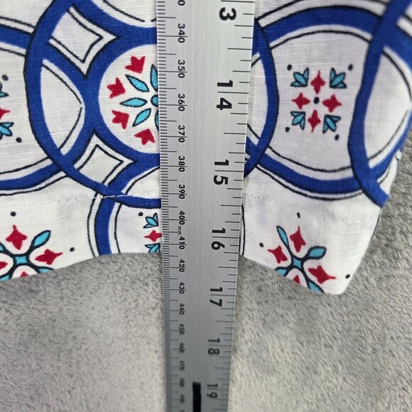 Womens Liz Claiborne White Blue Red Geometric Print Shorts Linen Blend Size XXL - Picture 8 of 9